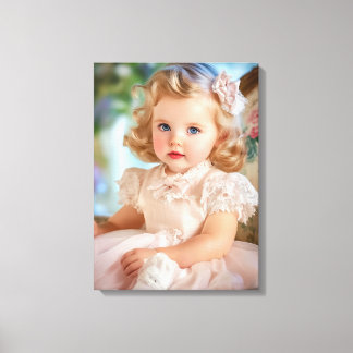 1950 Baby meisje portret Canvas Afdruk