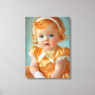 1950 Baby meisje portret Canvas Afdruk