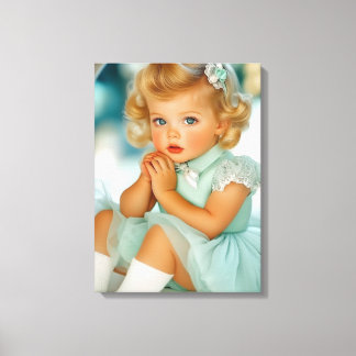 1950 Baby meisje portret Canvas Afdruk