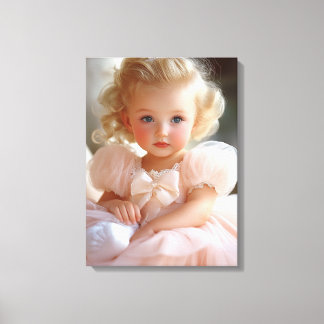 1950 Baby meisje portret Canvas Afdruk