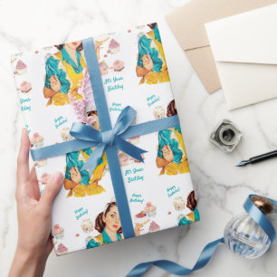 1950 Bakdag Vintage Vrouw Gelukkige Verjaardag Cadeaupapier