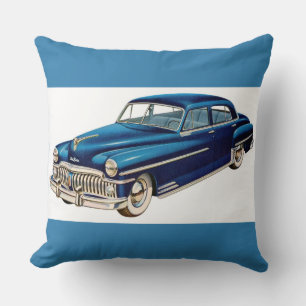 1950 blauwe DeSoto-afdruk Kussen