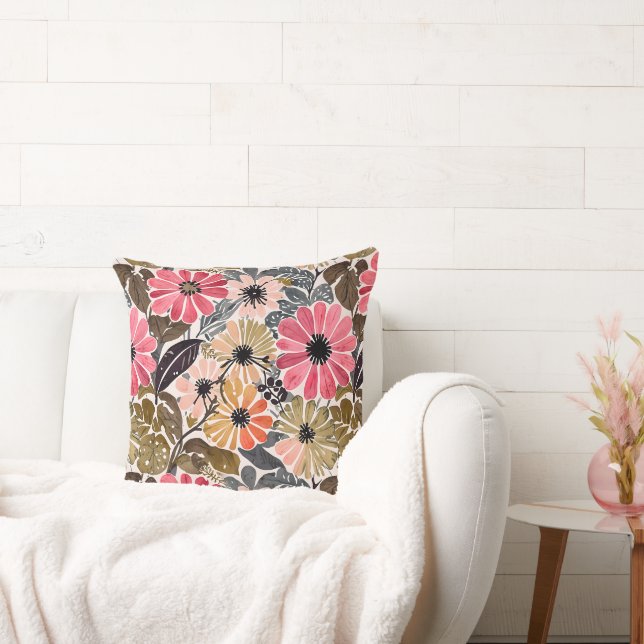 1950  Bloemenrepro Kussen (Bank)