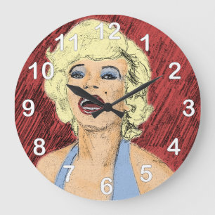 1950 Blonde in blauwe jurk Grote Klok