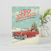 1950 Christmas Card with Retro Santa Feestdagenkaart (Staand voorkant)