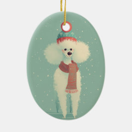 1950 Christmas Poodle Keramisch Ornament