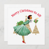 1950 dame kerstgroeten kaart (Voorkant / Achterkant)