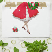 1950 dame kerstgroeten theedoek (Gevouwen)