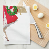 1950 dame kerstgroeten theedoek (Quarter Fold)