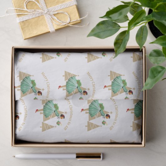 1950  dame kerstgroeten tissuepapier (Geschenk)