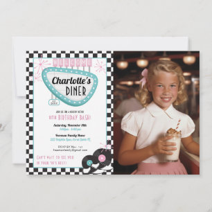 1950 Diner Photo Anniversaire Invitation - Retro S