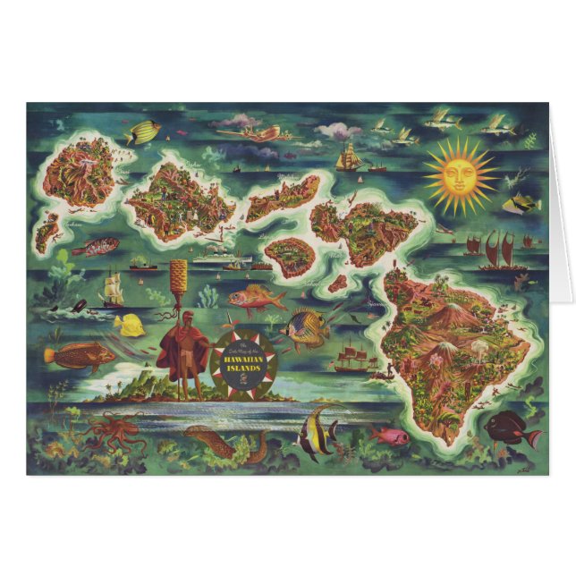 1950 Dole Map of Hawaii Joseph Feher Oil Paint (Voorkant Horizontaal)