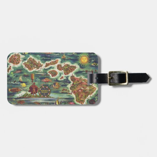 1950 Dole Map of Hawaii Joseph Feher Oil Paint Bagagelabel (Voorkant horizontaal)