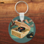 1950 draagbare platenspeler en sleutelhanger (Voorkant)