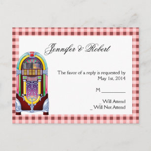 1950 Jukebox RSVP Briefkaart