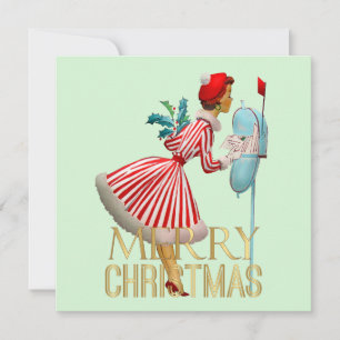 1950 Kerst Vintage Lady Merry Christmas