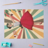 1950 Kerst Vrouw met Retro Achtergrond Tissuepapier (Craft)