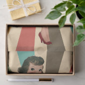 1950 Kerst Vrouw met Retro Achtergrond Tissuepapier (Geschenk)