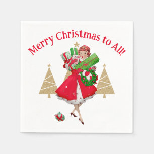1950 Kerstgroeten voor dames in vintage stijl Servet