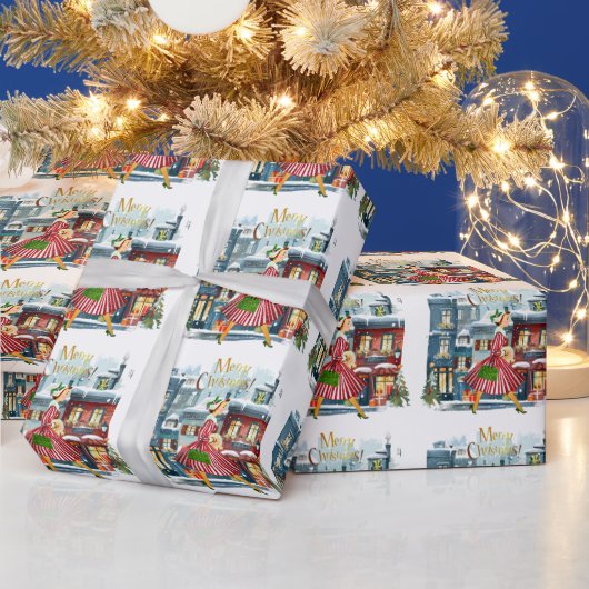 1950 Kerstman  dame Cadeaupapier (Feestdagen)