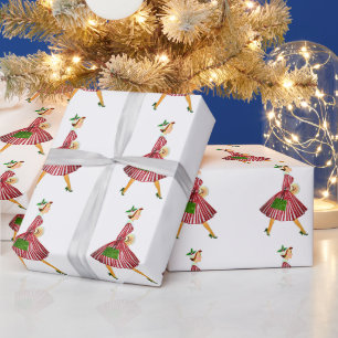 1950 Kerstman dame Cadeaupapier