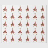 1950 Kerstman dame Cadeaupapier (Vlak)