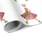 1950 Kerstman dame Cadeaupapier (Rol Hoek)