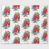 1950 Kerstman  dame Cadeaupapier (Vlak)