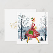 1950 Kerstman  dame Feestdagenkaart (Voorkant / Achterkant)