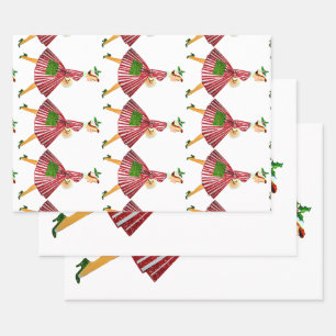 1950 Kerstman dame Inpakpapier Vel