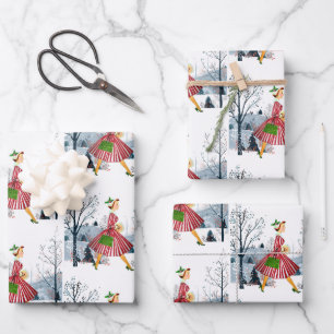 1950 Kerstman dame Inpakpapier Vel