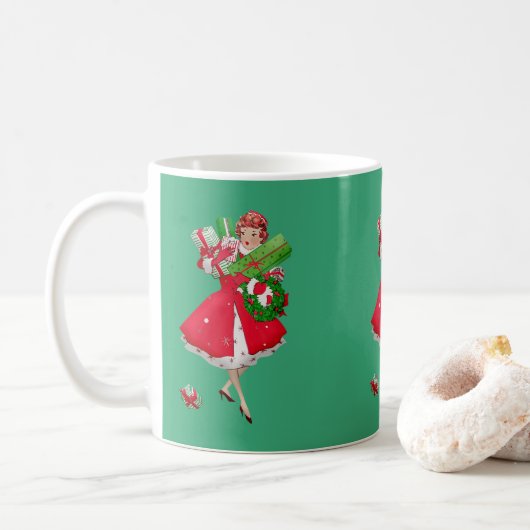 1950 Kerstman  dame Koffiemok (Met donut)