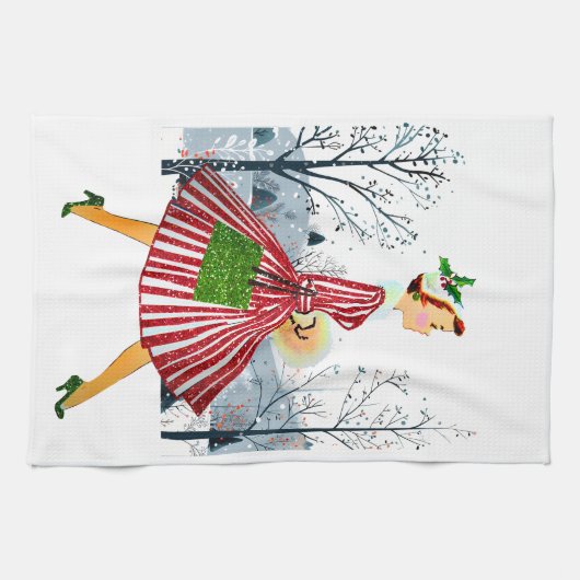 1950 Kerstman dame Theedoek (Horizontaal)