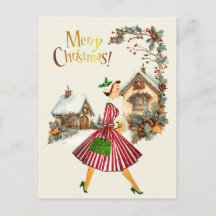 1950 Kerstmis Vintage Dame
