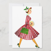 1950 Kerstmis Vintage Dame Kaart (Voorkant)