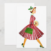 1950 Kerstmis Vintage Dame Kaart (Voorkant / Achterkant)