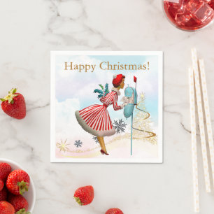 1950 Kerstmis Vintage Dame Servet