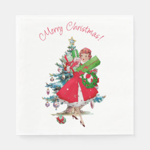 1950 Kerstmis Vintage Dame Servet