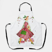1950 Kerstmisvrouw met Kerstboom Schort (Voorkant)