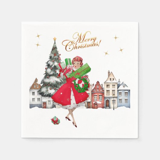 1950 kerstwinkels servet (Voorkant)