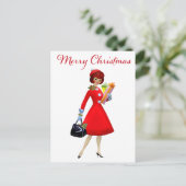 1950 kerstwinkels voor kerstcadeautjes briefkaart (Staand voorkant)