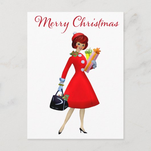 1950 kerstwinkels voor kerstcadeautjes briefkaart (Voorkant)