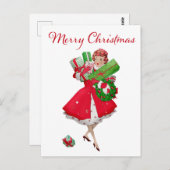 1950  kerstwinkels voor kerstcadeautjes briefkaart (Voorkant / Achterkant)