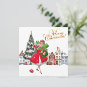 1950  kerstwinkels voor kerstcadeautjes kaart (Staand voorkant)