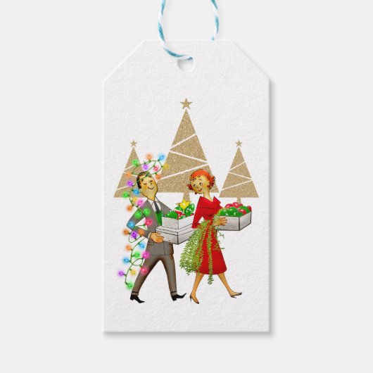 1950 Man en Vrouw Paar Cadeaulabel (Voorkant)