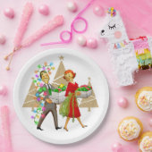 1950 Man en Vrouw Paar Papieren Bordje (Feest)