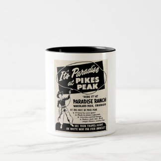 1950 mcm PIKES PEAK DUDE RANCH ADVERTEREN Tweekleurige Koffiemok