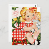 1950-meisje met Doll Briefkaart (Voorkant / Achterkant)