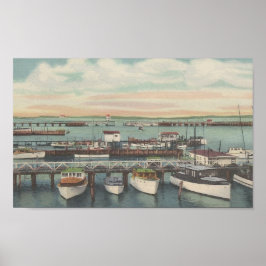 1950 Ocean City, MD Charter Vist Boat Dock Poster