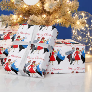 1950 Ouderwetse Dames Kerstgroeten Cadeaupapier